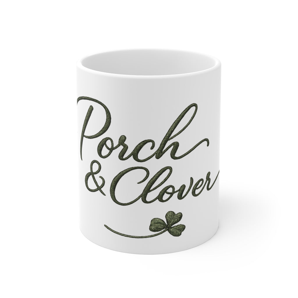 Rustic Handwritten Clover Coffee Cup
