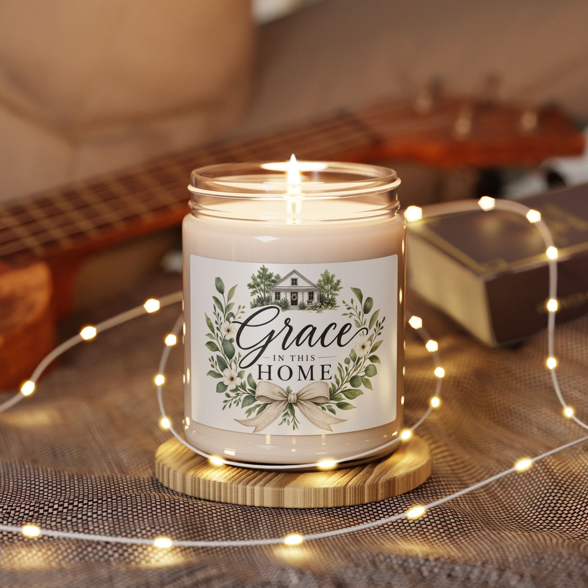 Grace in This Home - 9oz Scented Soy Candle (White Sage & Lavender)