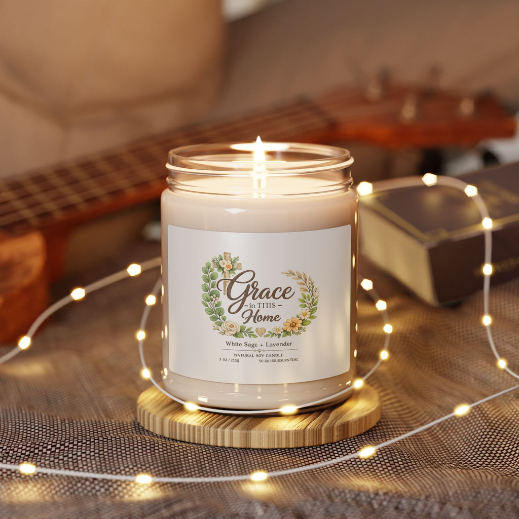 Grace at This Home - 9oz Scented Soy Candle (White Sage & Lavender)