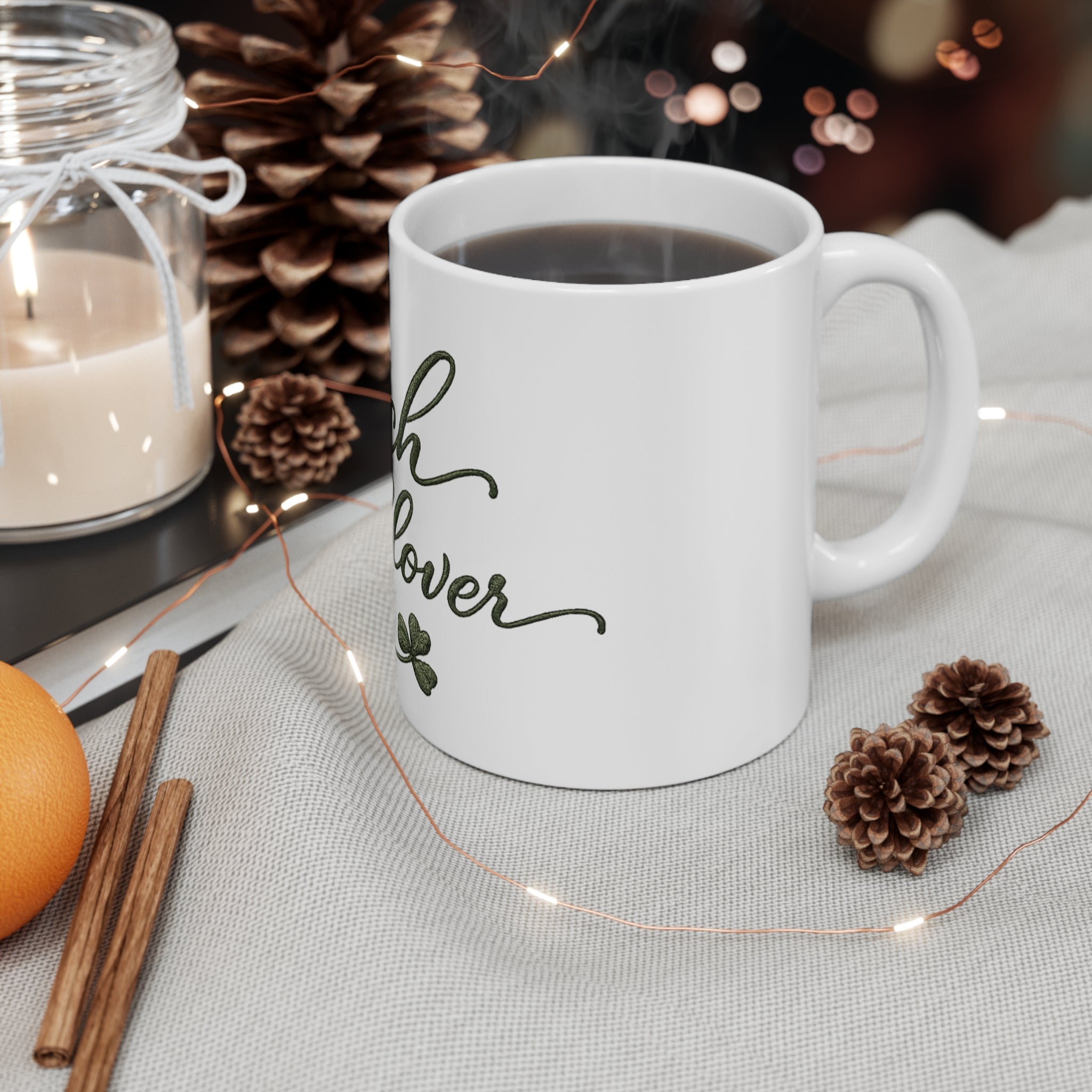 Rustic Handwritten Clover Coffee Cup