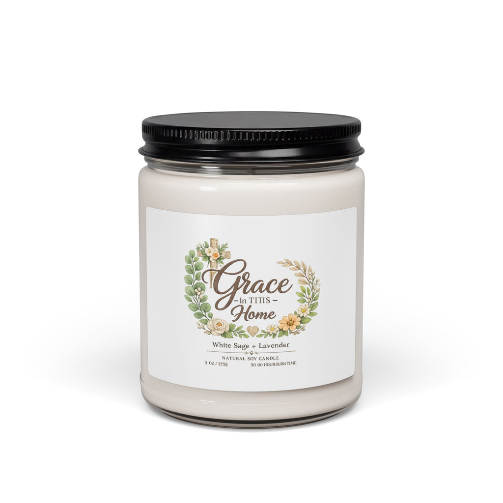 Grace at This Home - 9oz Scented Soy Candle (White Sage & Lavender)