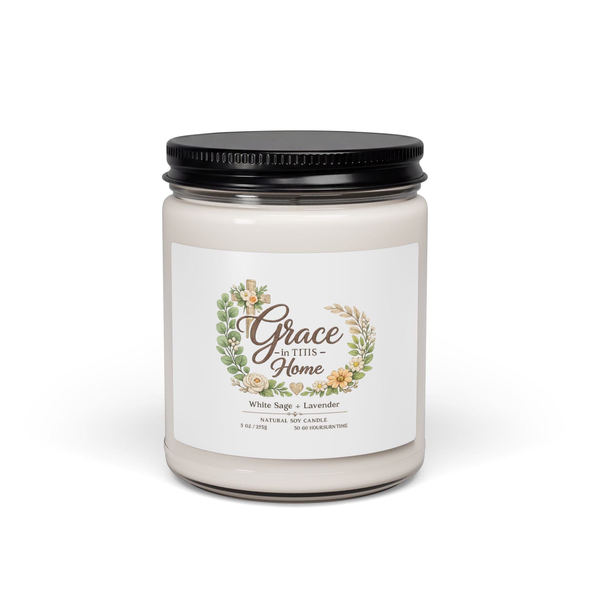 Grace at This Home - 9oz Scented Soy Candle (White Sage & Lavender)