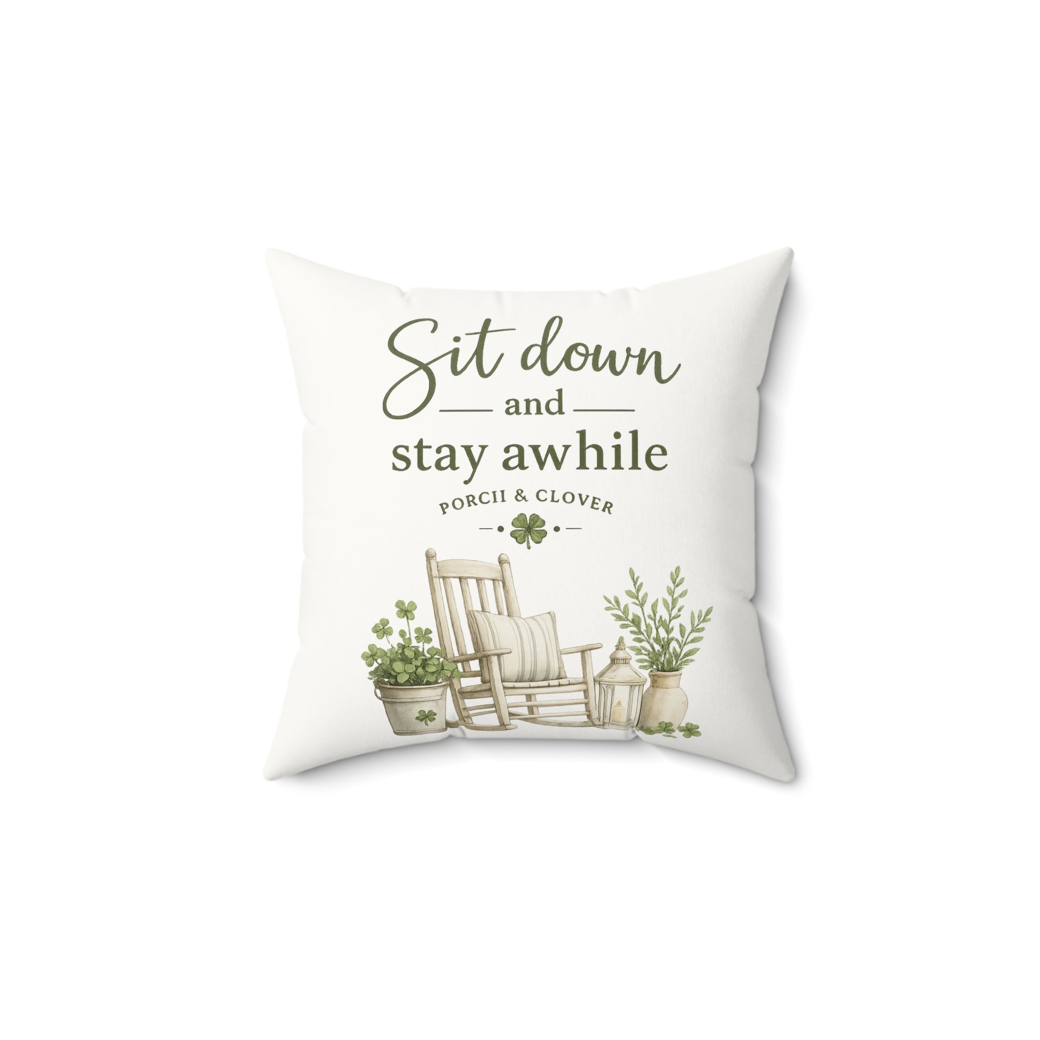 Sit Down and Stay Awhile Throw Pillow