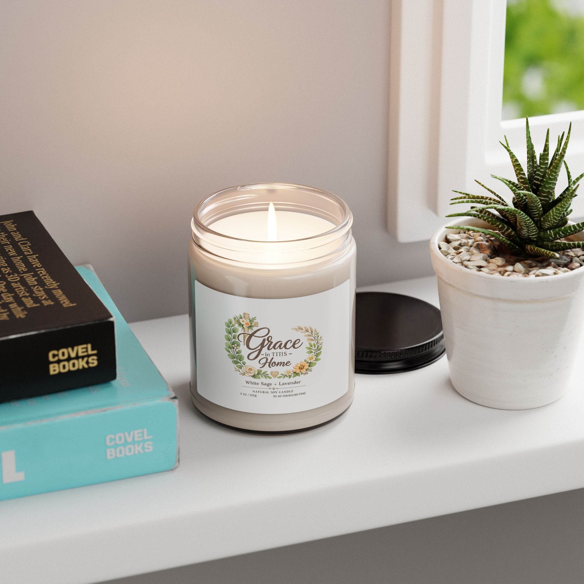 Grace at This Home - 9oz Scented Soy Candle (White Sage & Lavender)