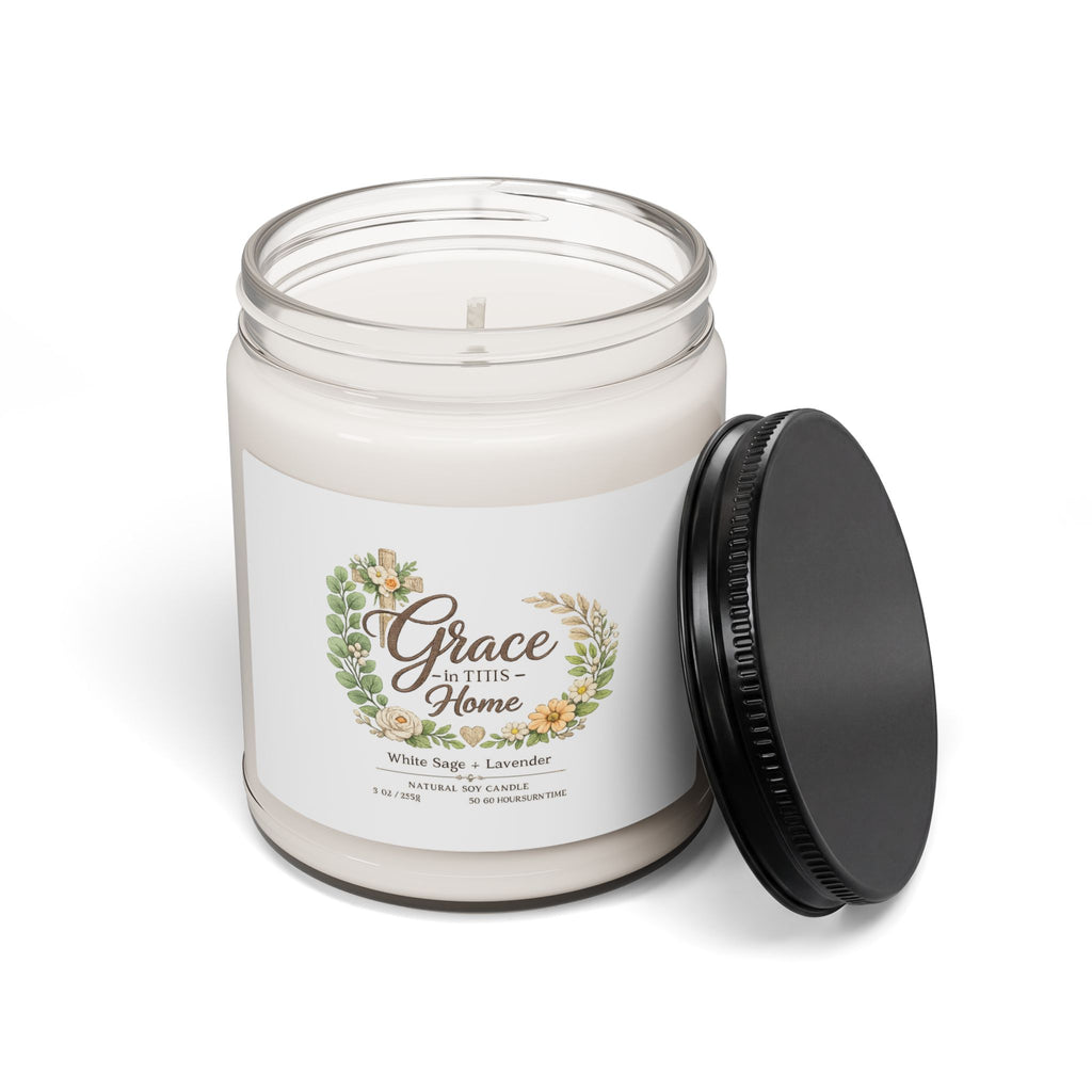 Grace at This Home - 9oz Scented Soy Candle (White Sage & Lavender)
