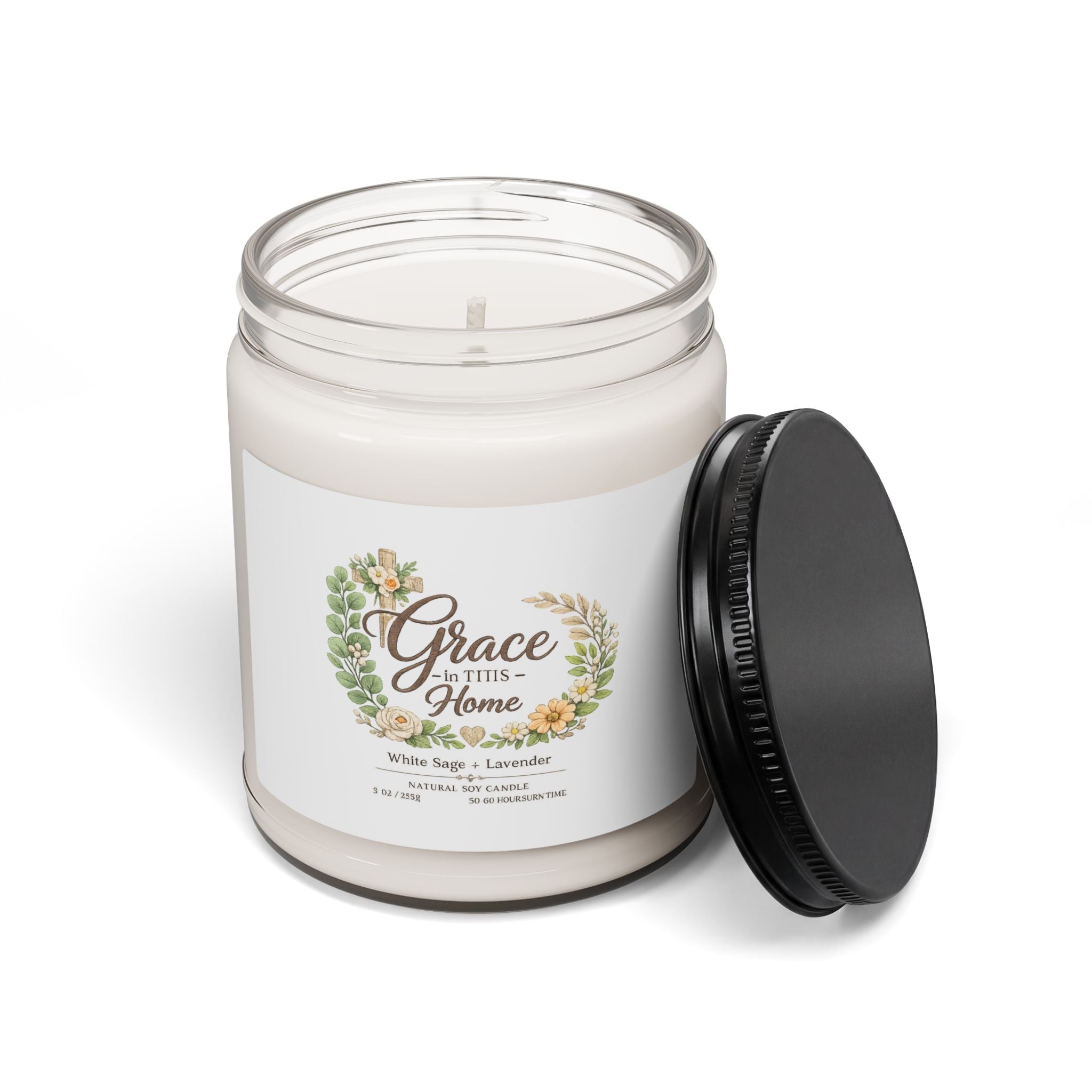Grace at This Home - 9oz Scented Soy Candle (White Sage & Lavender)