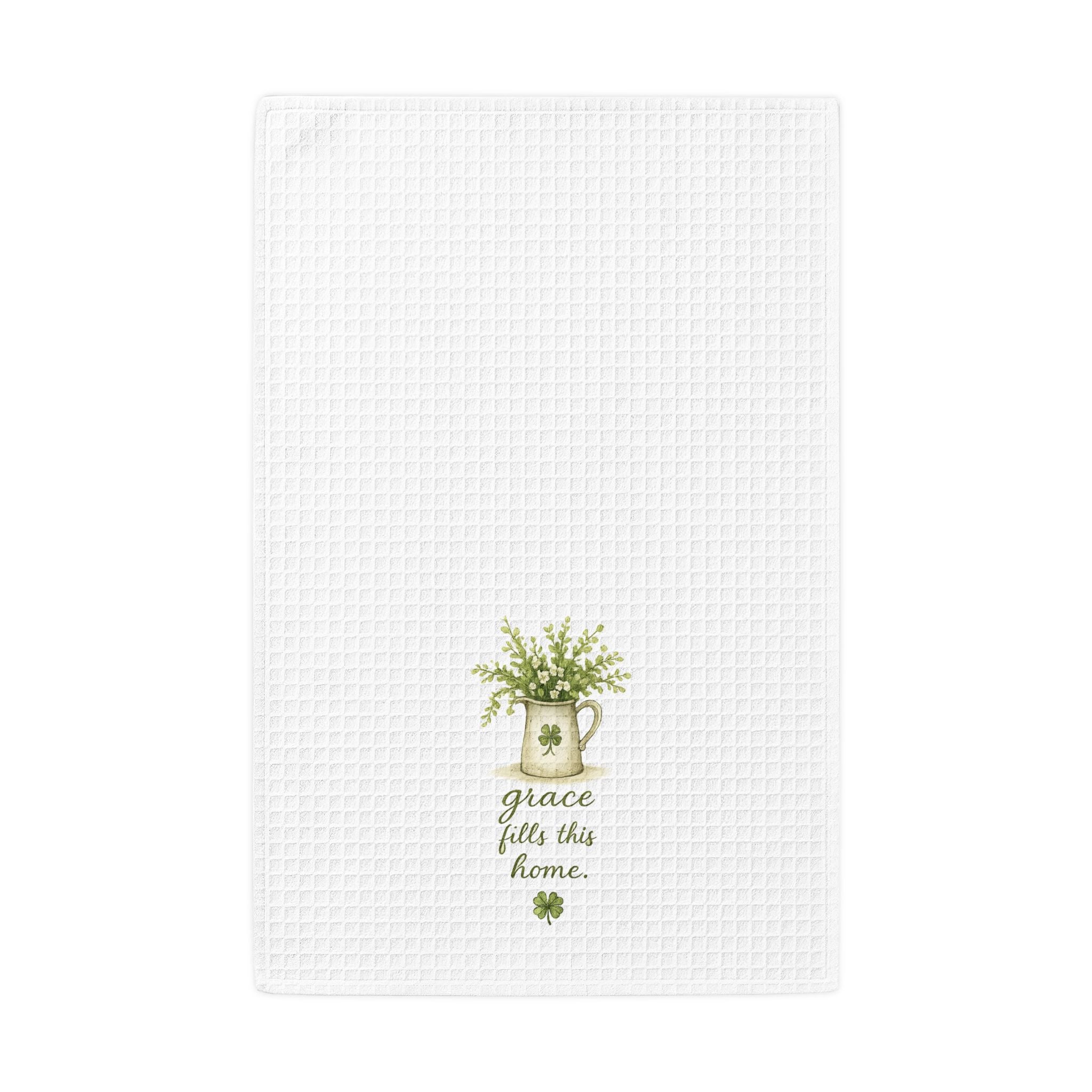 Grace Fills This Home Green Pitcher Farmhouse Tea Towel